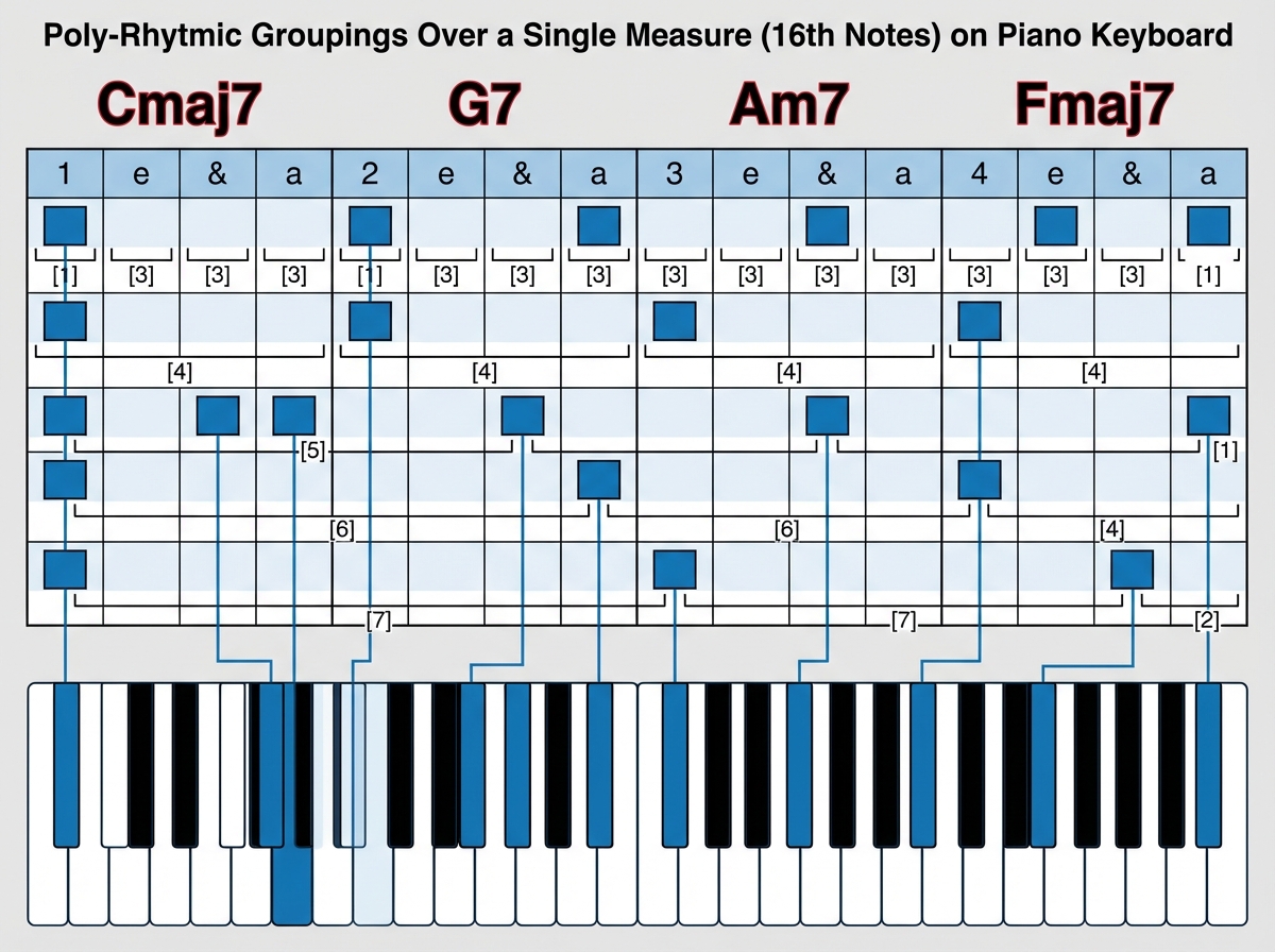 Piano Rhythm Patterns: How to Master 16th Note Patterns Over Chord Progressions