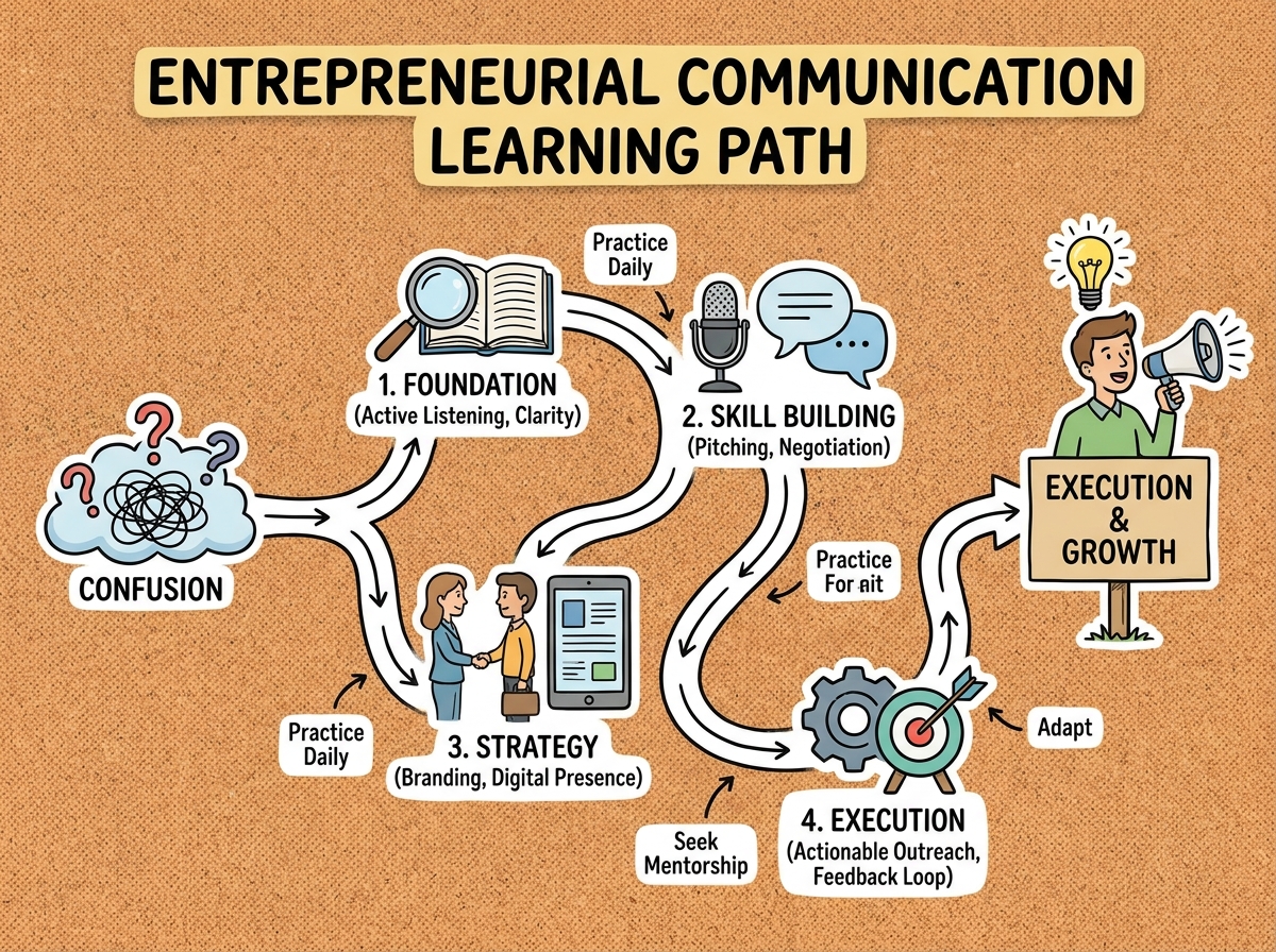 Learning path from confusion to execution in entrepreneurial communication
